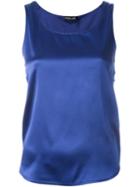 Twin-set Sleeveless Plain Top, Women's, Size: L, Blue, Silk/cotton/spandex/elastane