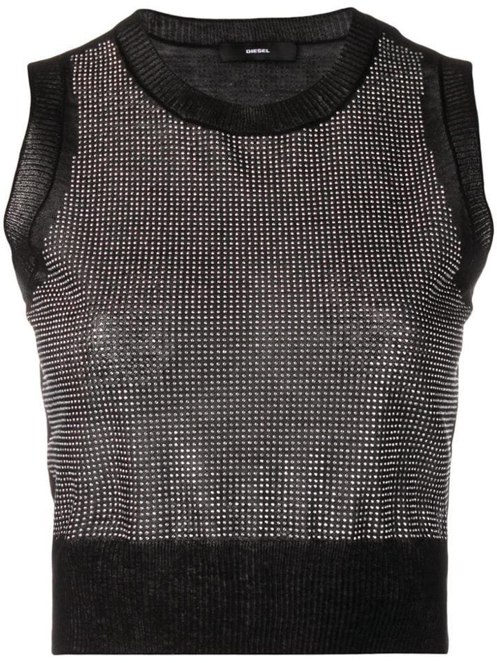 Diesel Stud Cropped Top - Black