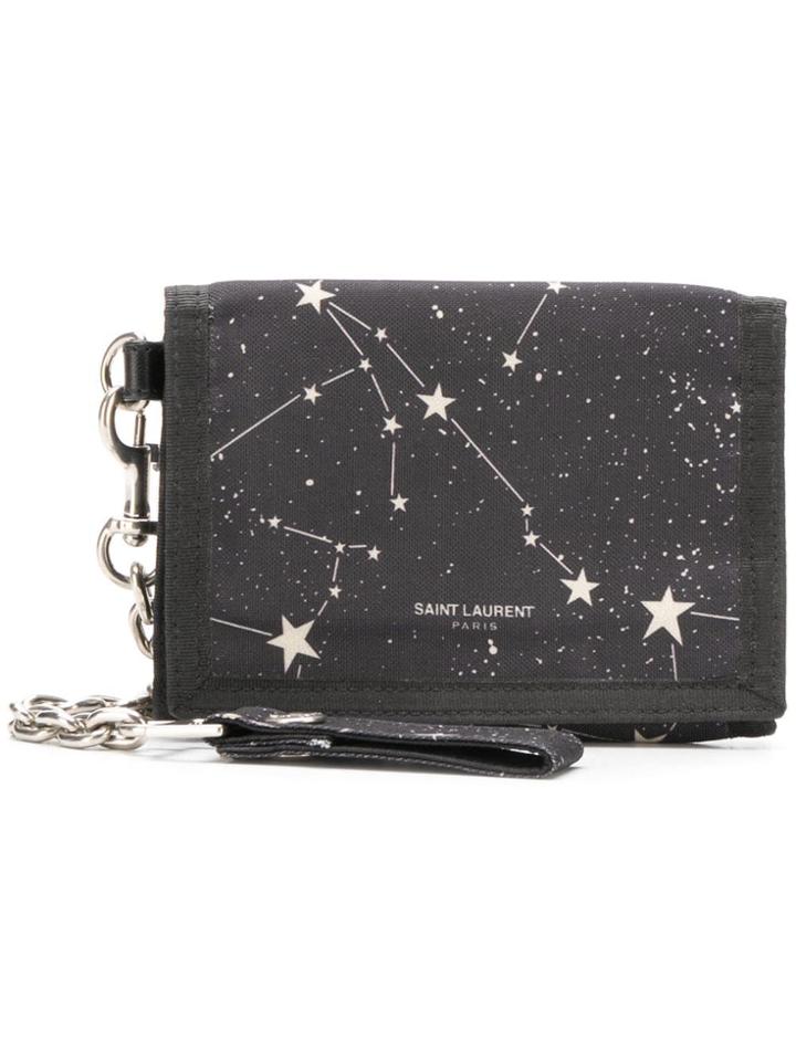 Saint Laurent Constellation Print Chain Wallet - Black