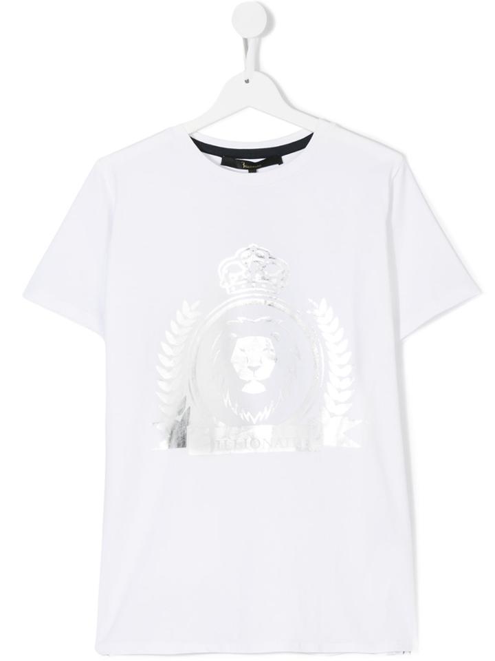 Billionaire Kids Metallic Logo Print T-shirt - White