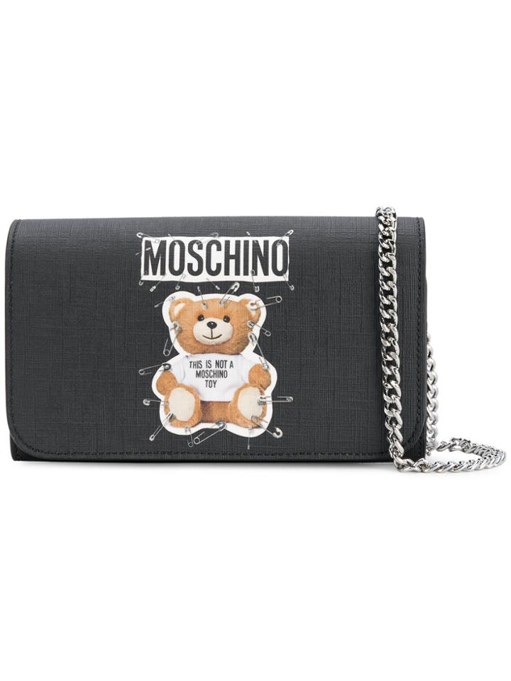 Moschino Logo Teddy Clutch - Black