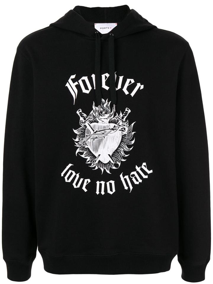 Ports V Gothic Typeface Graphic Hoody - Black