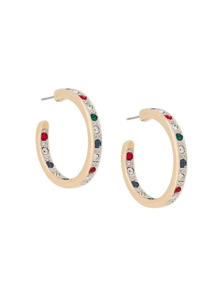 Susan Caplan Vintage 1980s Vintage Swarovski Crystal Hoop Earrings -