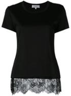 Carven - Lace Trim T-shirt - Women - Cotton - L, Black, Cotton