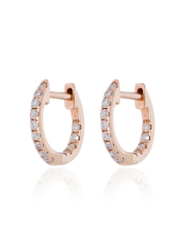Rosa De La Cruz 18k Rose Gold Diamond Hoop Earrings - Metallic