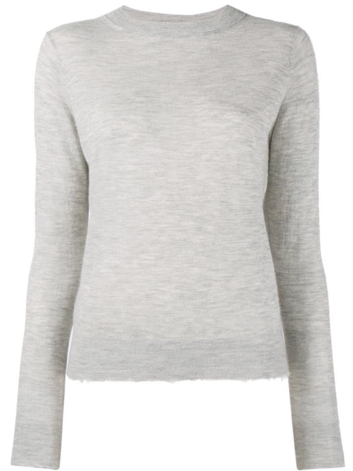 Vince Cashmere Frayed Edge Crew Neck Jumper - Grey