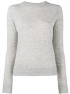 Vince Cashmere Frayed Edge Crew Neck Jumper - Grey