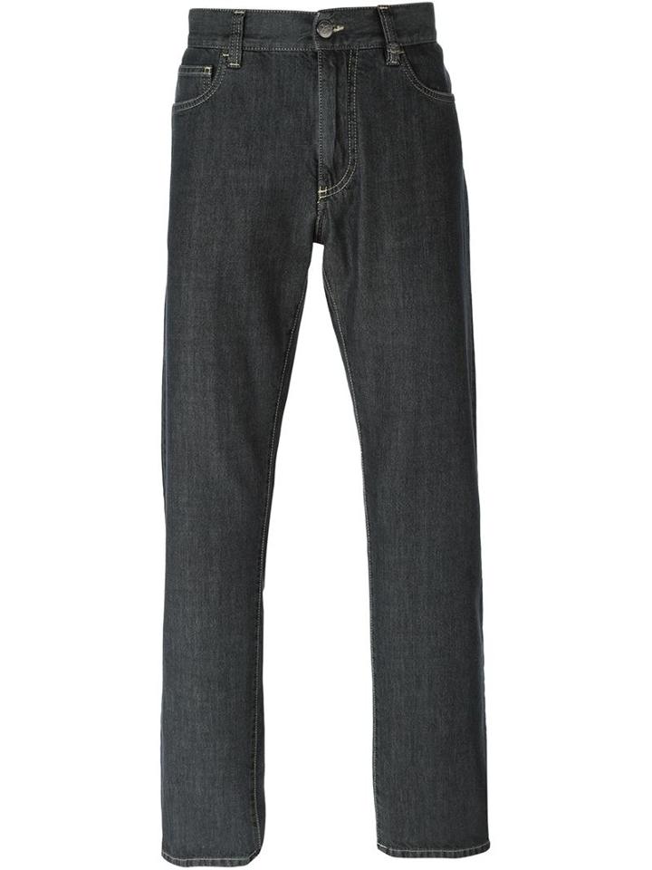Canali Straight Leg Jeans, Men's, Size: 48, Grey, Cotton/cashmere