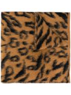 Moschino Leopard-print Logo Scarf - Brown