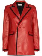 Saint Laurent Double-breasted Leather Blazer - Red