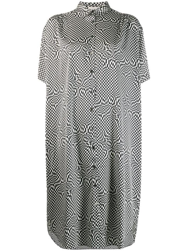 6397 Checked Shirt Dress - Black