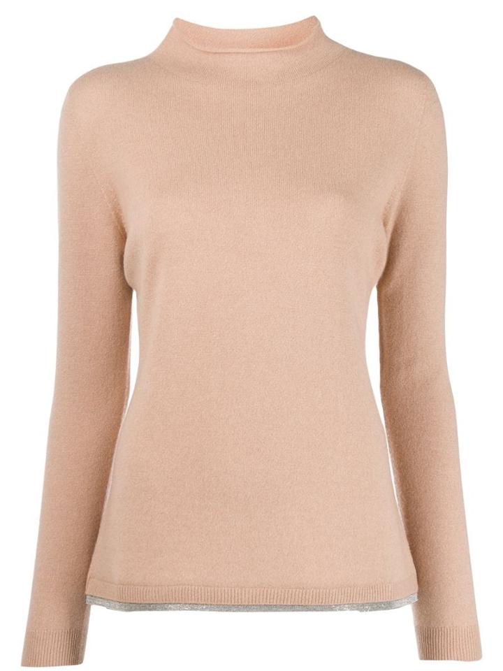 Fabiana Filippi Metallic-hem Raw-neck Jumper - Neutrals