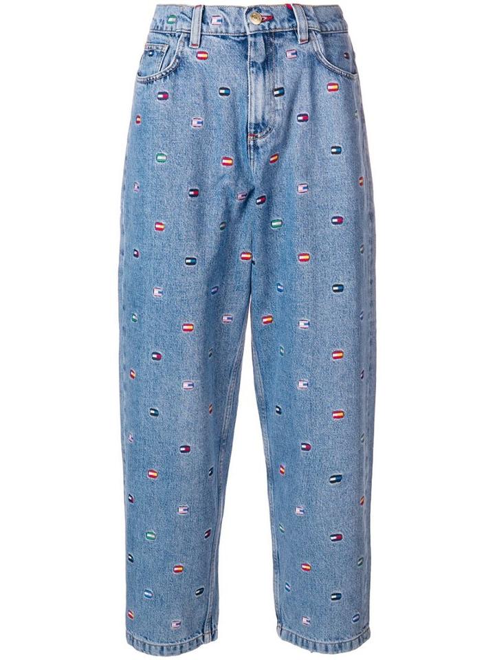 Hilfiger Collection Embroidered Wide Leg Jeans - Blue
