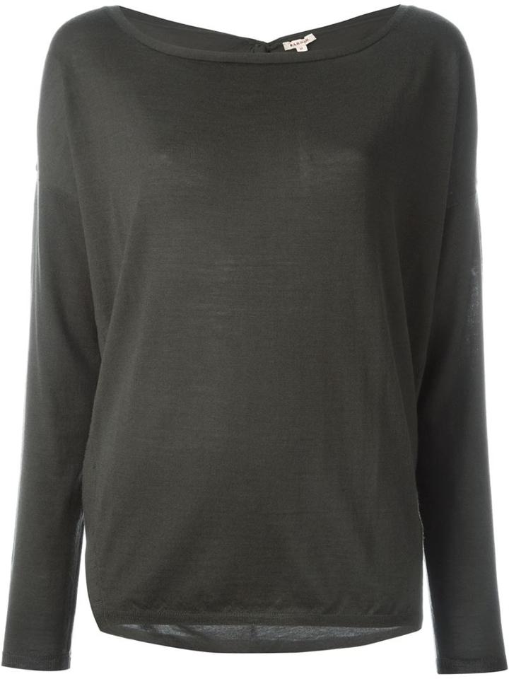 P.a.r.o.s.h. Open Back Long Sleeve T-shirt, Women's, Size: Large, Green, Wool