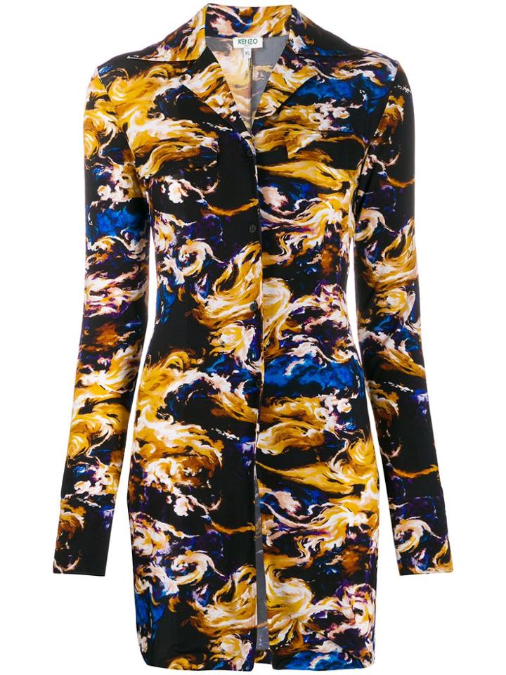 Kenzo Printed Button Up Blouse - Black