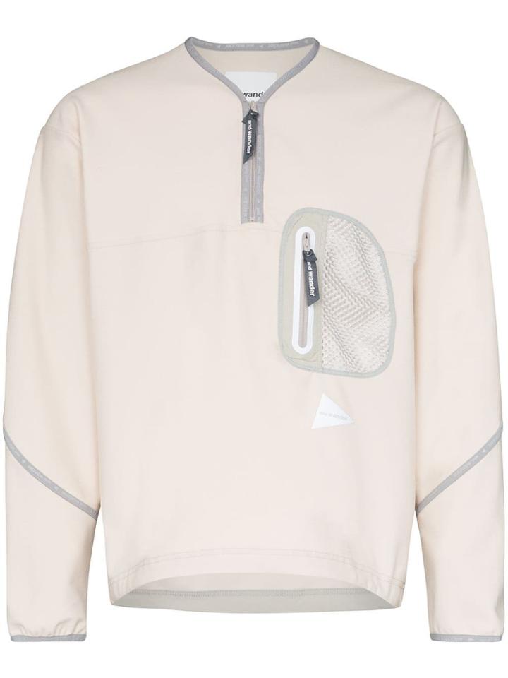 And Wander Lightweight Zipped Fleece Sweatshirt - White