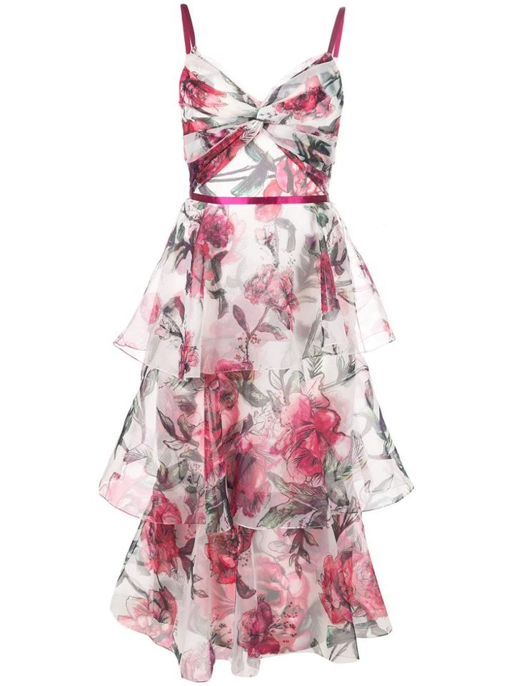 Marchesa Notte Sleeveless Printed Dress - White