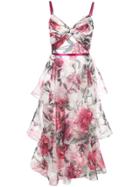 Marchesa Notte Sleeveless Printed Dress - White