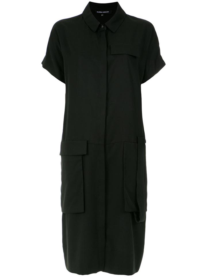 Gloria Coelho 'safira' Pockets Shirt Dress - Black