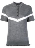 Cashmere In Love Ruffle Trimming Knitted Polo Shirt - Grey