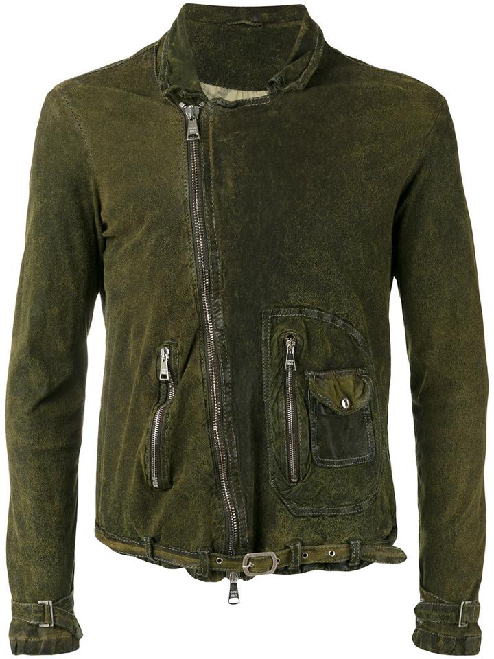 Giorgio Brato Zip Up Jacket, Men's, Size: 46, Green, Leather