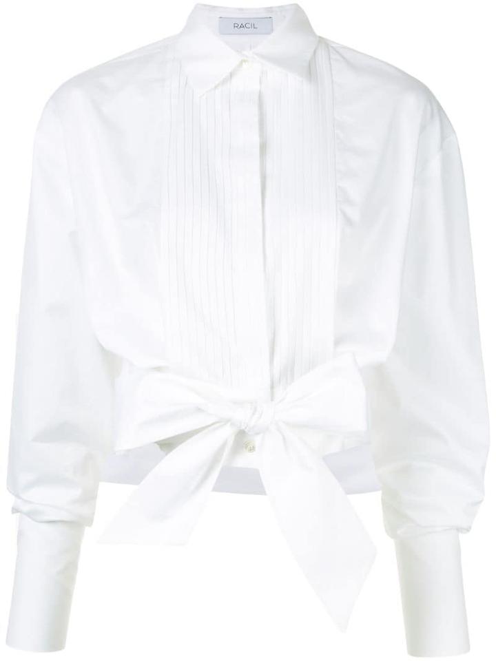 Racil Waist-tied Tuxedo Shirt - White
