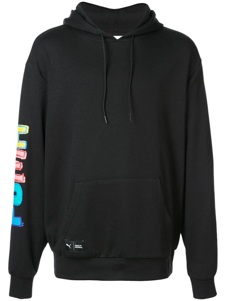 Puma Logo Sleeve Hoodie - Black