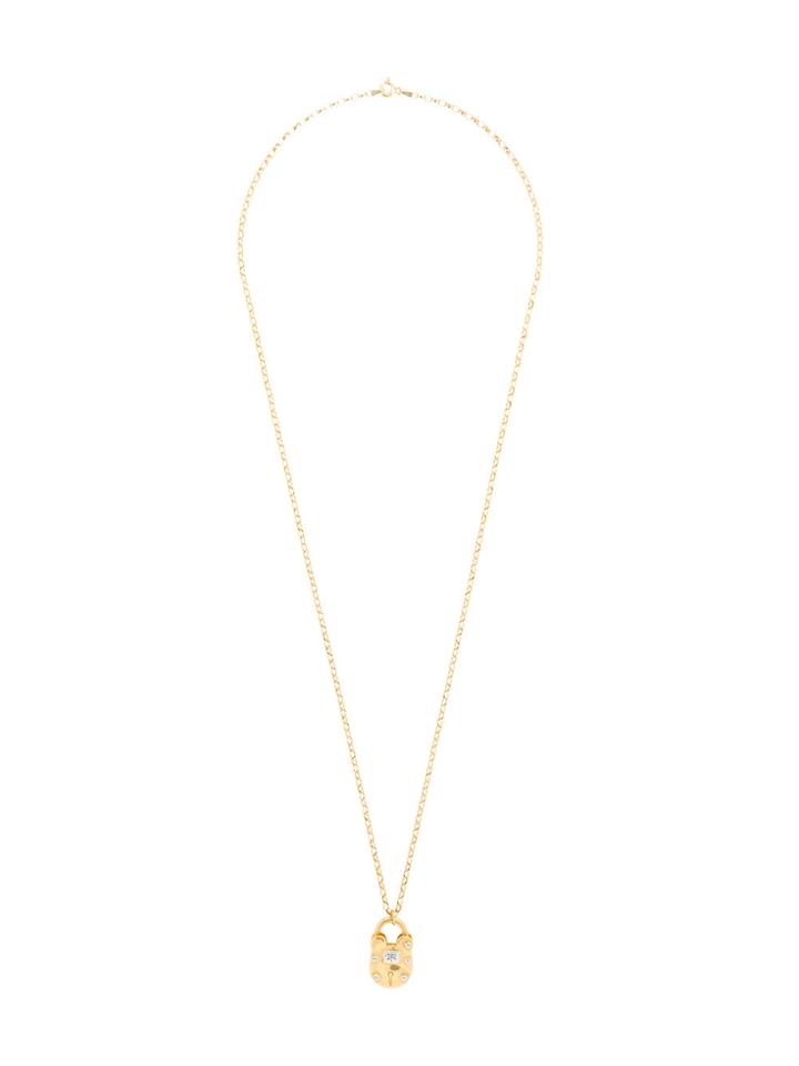 True Rocks Large Padlock Pendant Necklace - Metallic