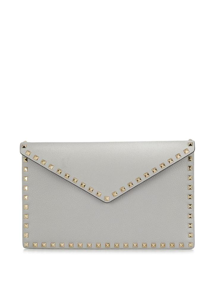 Valentino Valentino Garavani Rockstud Flat Clutch Bag - Grey
