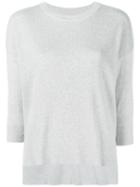 Frame Denim High Low Ribbed Jumper, Women's, Size: Large, Grey, Silk/cotton/cashmere