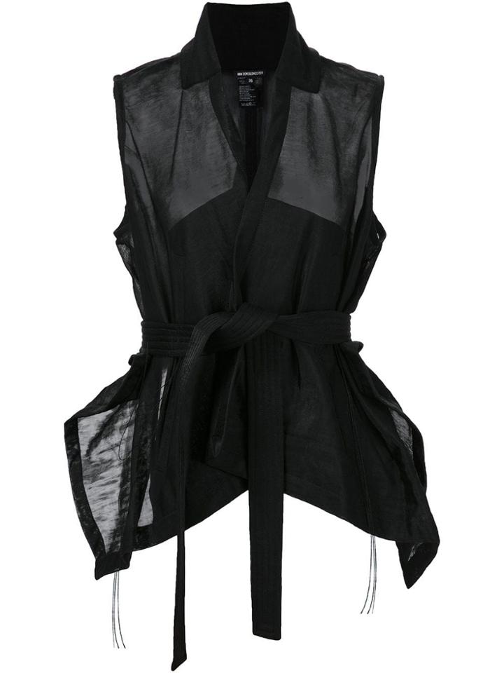 Ann Demeulemeester Sleeveless Wrap Blouse - Black