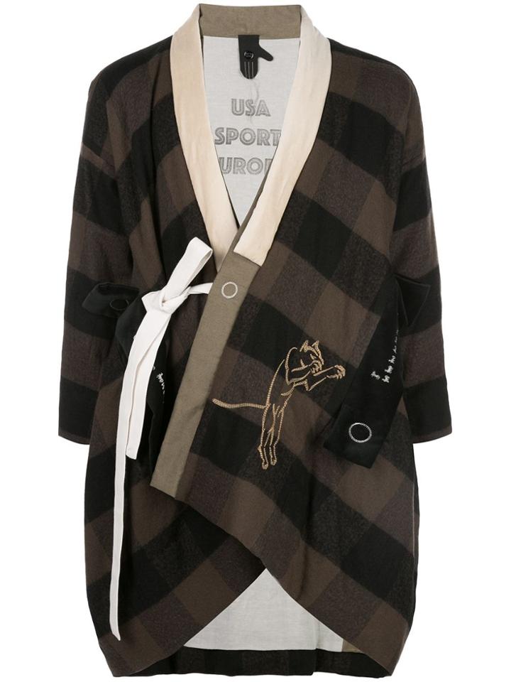 Bernhard Willhelm Checkered Wrap-style Coat - Green