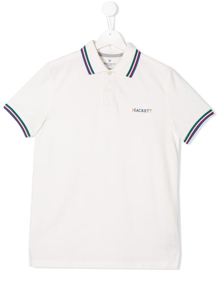 Hackett Kids Striped Polo Top - White