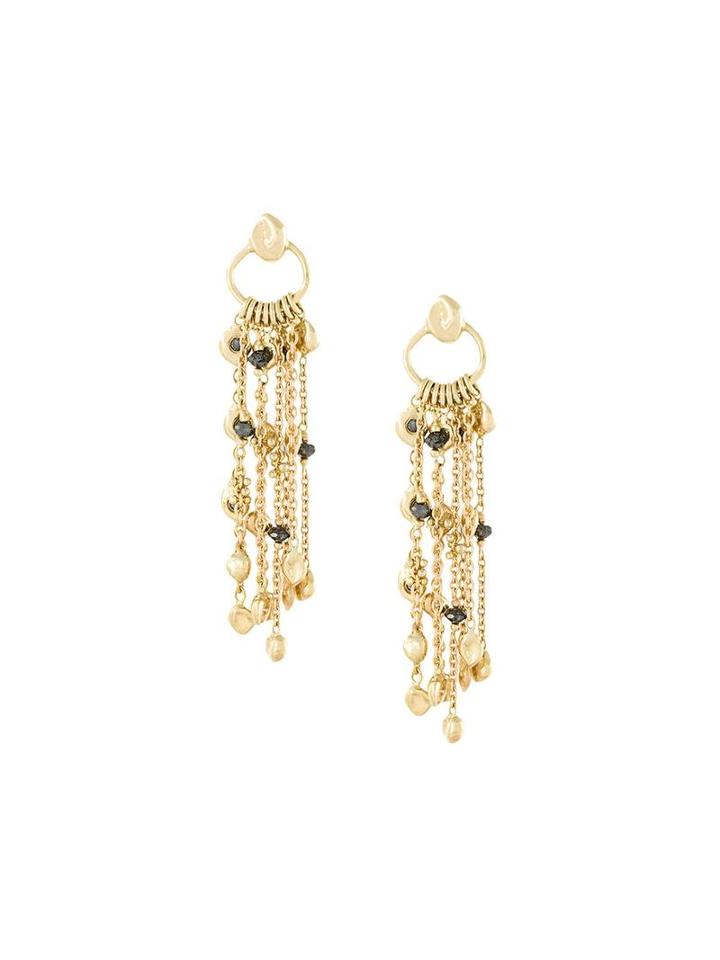 Natasha Collis Diamond Chain Nugget Hoop Earrings, Women's, Metallic