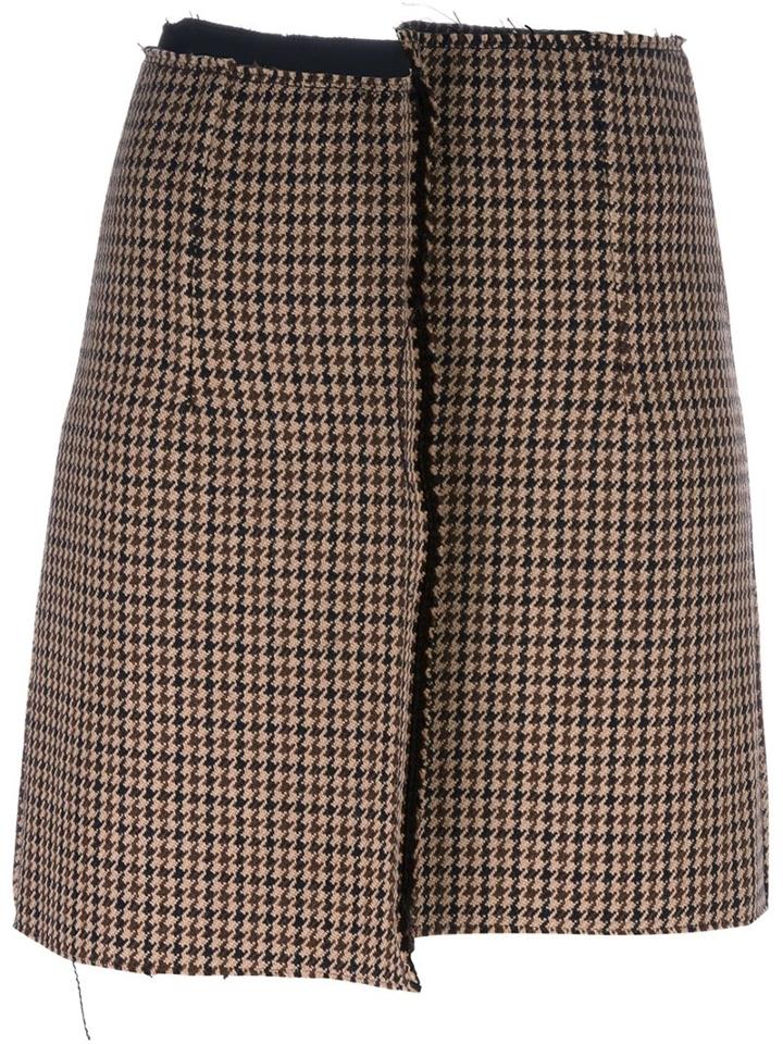 Yang Li Pied-de-poule Mismatched Mini Skirt, Women's, Size: 38, Nude/neutrals, Polyamide/virgin Wool