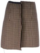Yang Li Pied-de-poule Mismatched Mini Skirt, Women's, Size: 38, Nude/neutrals, Polyamide/virgin Wool