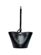 Building Block Black Leather Bucket Bag
