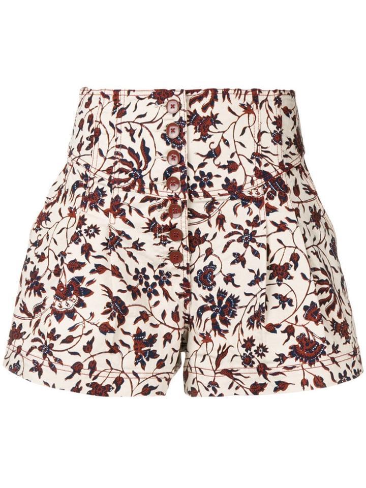 Ulla Johnson Floral Print Shorts - White
