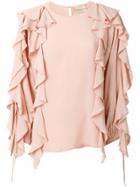Erika Cavallini Ruffled Oversized Jumper - Pink & Purple