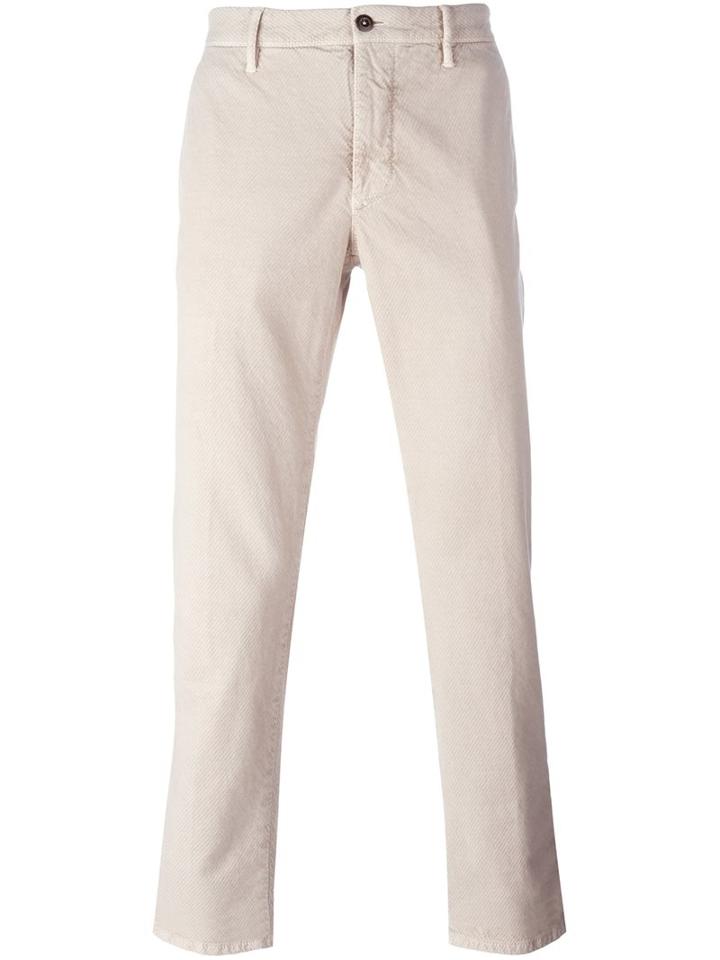 Incotex Pinstriped Straight Leg Trousers, Men's, Size: 31, Nude/neutrals, Cotton/spandex/elastane