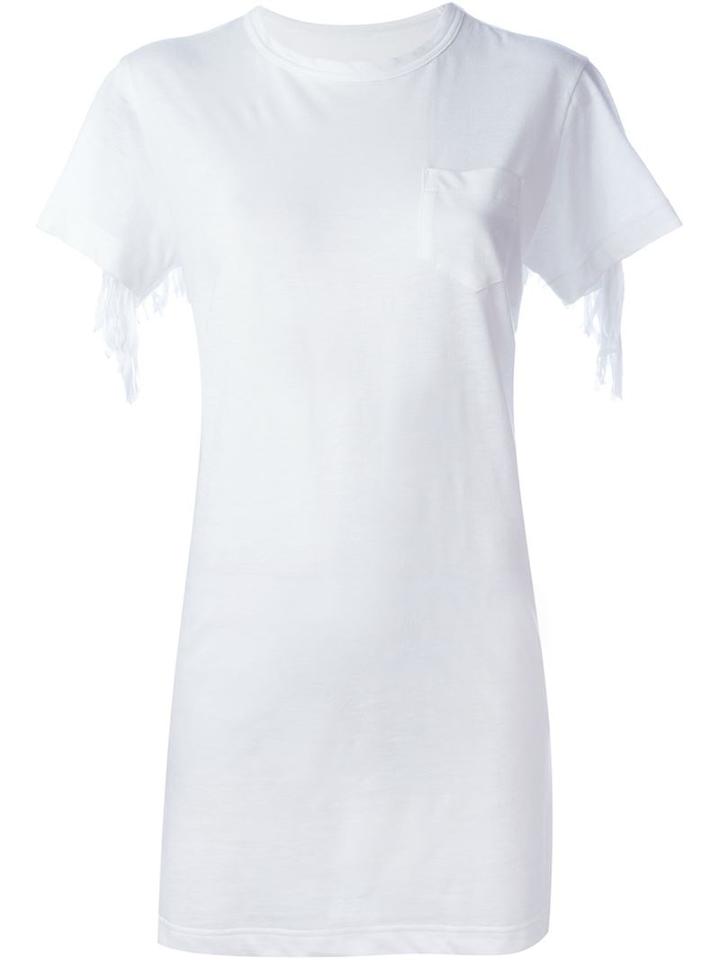 Sacai Fringed T-shirt, Women's, Size: 3, White, Linen/flax/polyester
