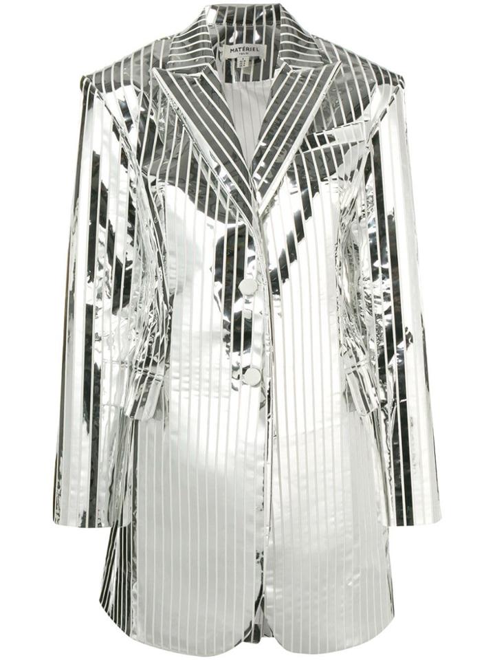 Matériel Mirrored Oversized Blazer - Silver