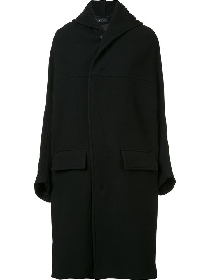 Y's Oversized Hooded Coat, Women's, Size: 1, Black, Nylon/cupro/wool