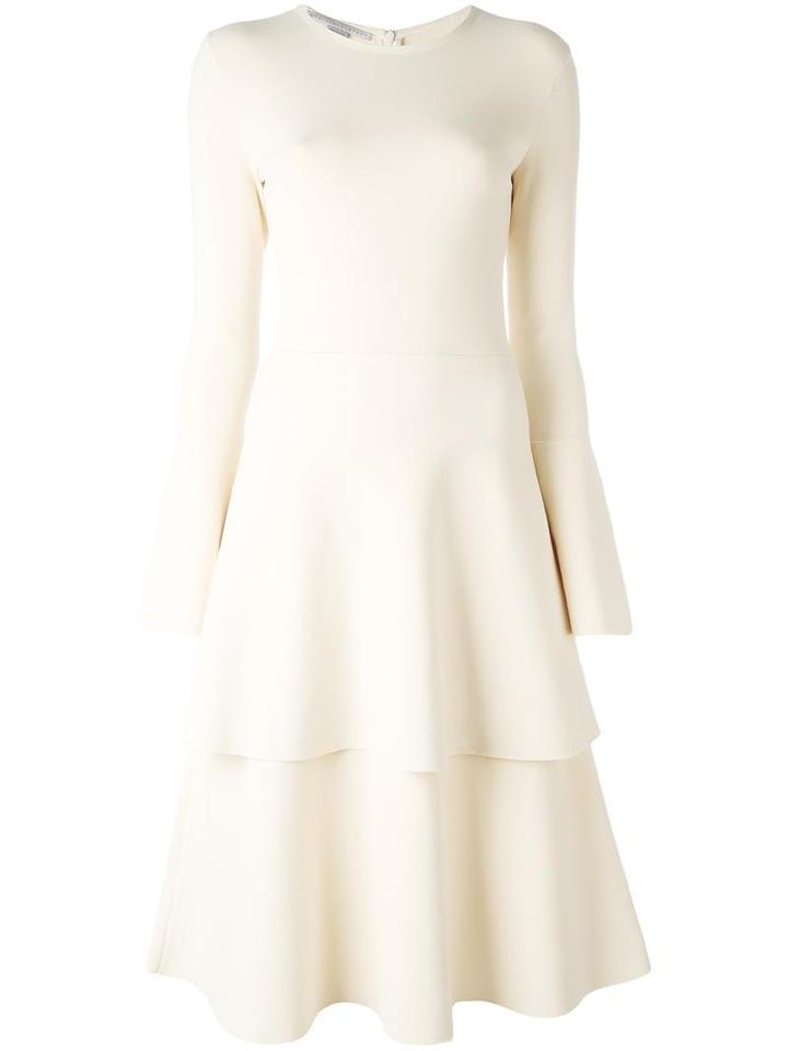 Stella Mccartney Layered Frill Skirt Dress, Women's, Size: 44, Nude/neutrals, Polyester/viscose