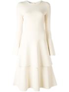 Stella Mccartney Layered Frill Skirt Dress, Women's, Size: 44, Nude/neutrals, Polyester/viscose