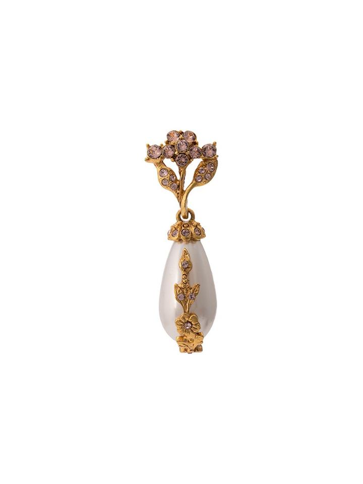 Oscar De La Renta Drop Pearl Earrings - Silver