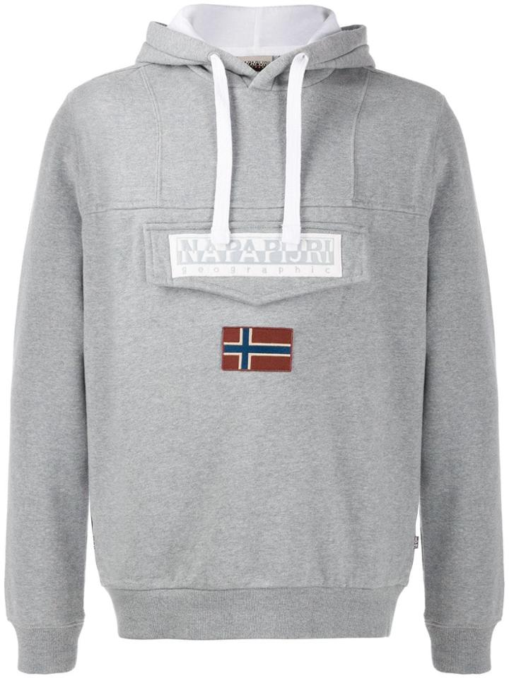 Napapijri Logo Print Hoodie - Grey