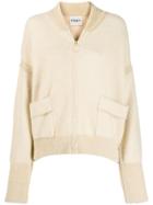 Essentiel Antwerp Knitted Chevron Bomber Jacket - Neutrals