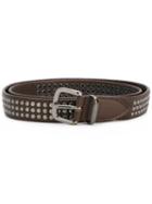 Eleventy Studded Belt, Men's, Size: 85, Brown, Leather/metal (other)