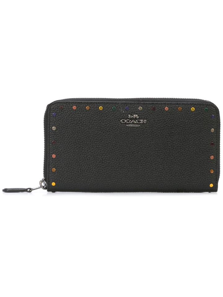 Coach Rainbow Rivets Accordion Wallet - Black